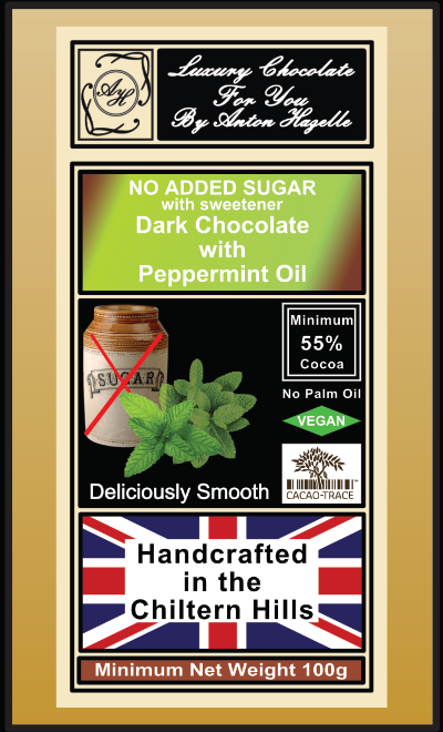 55% Dark Chocolate with Peppermint Oil, No Added Sugar with Sweetener