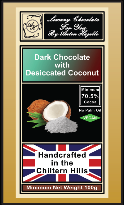 70.5% Dark Chocolate with Desiccated Coconut