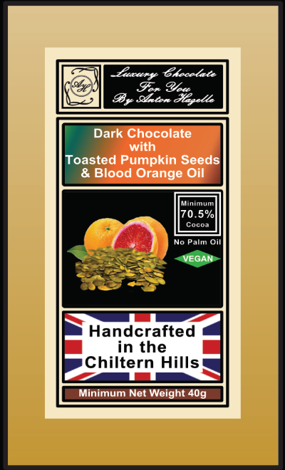 Mini Bar 70 Dark Chocolate with Toasted Pumpkin Seeds & Blood Orange Oil