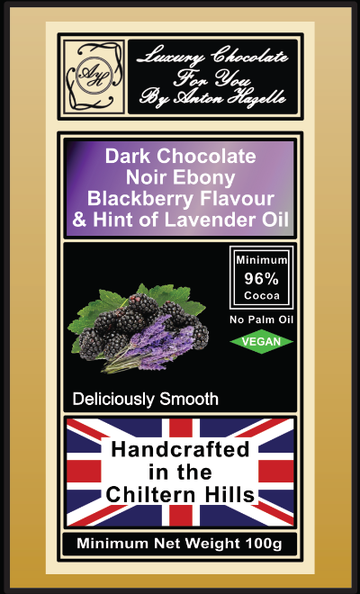 96% Chocolate Noir Ebony Blackberry & Hint of Lavender Flavour