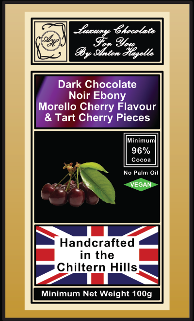 96% Chocolate Noir Ebony Morello Cherry Flavour with Tart Cherry Pieces
